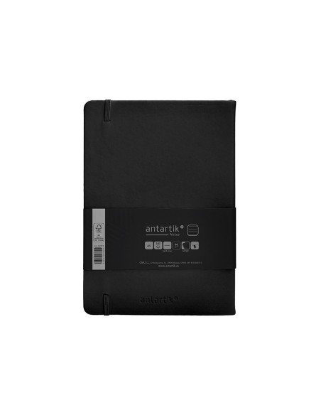 Cuaderno con gomilla antartik notes tapa dura a5 hojas rayas negro 100 hojas 80 gr fsc