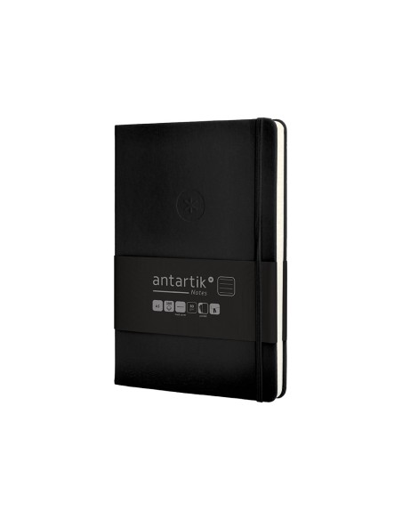 Cuaderno con gomilla antartik notes tapa dura a5 hojas rayas negro 100 hojas 80 gr fsc