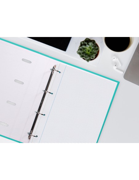 Recambio liderpapel a4 200+50 hojas 90gr cuadro 4mm con margen 4 taladros