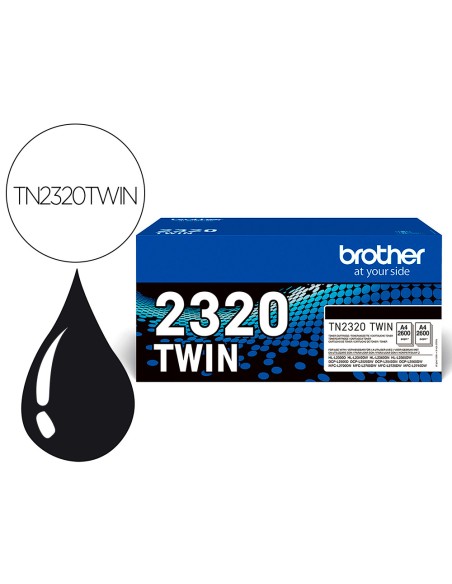 Toner brother tn-2320 dcpl2520dw /2540d/ mfcl2700dw / 2720dw / 2740dw negro 2600 paginas pack 2 unidades
