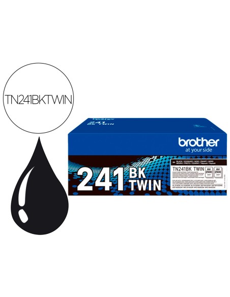Toner brother tn241bktwin hl3140 / 3170 / 3150 / dcp9020 / mfc9140 / 9330 / 9340 negro 2500 paginas pack