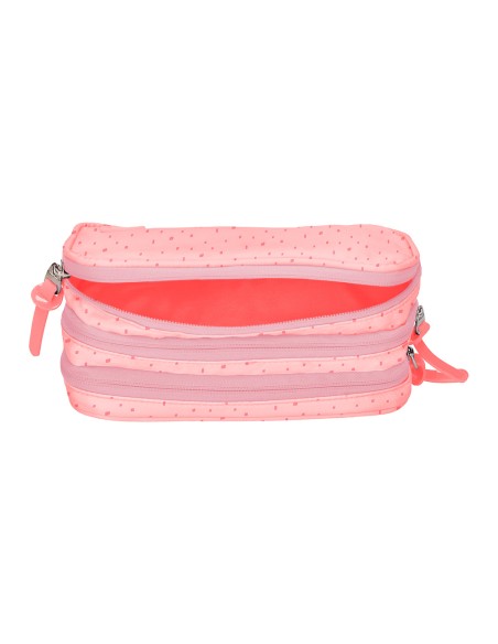 Estuche portatodo liderpapel multibolsillo 3 cremalleras rosa estrellas a juego con mochila 150x90x240 mm