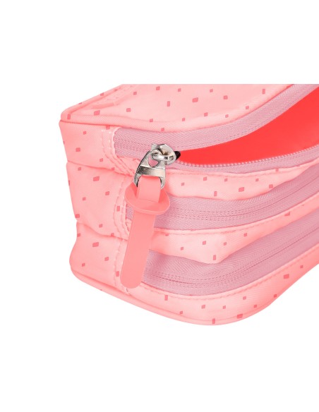 Estuche portatodo liderpapel multibolsillo 3 cremalleras rosa estrellas a juego con mochila 150x90x240 mm