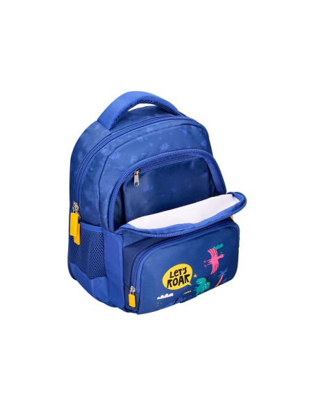 Mochila escolar liderpapel multibolsillo infantil azul dino 350x110x270 mm
