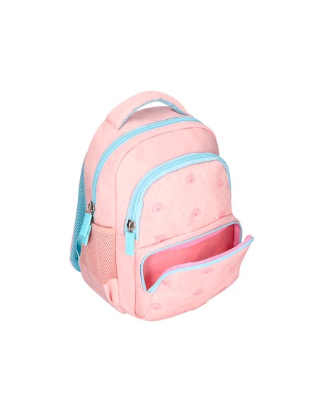Mochila escolar liderpapel multibolsillo infantil rosa rainbows 350x110x270 mm