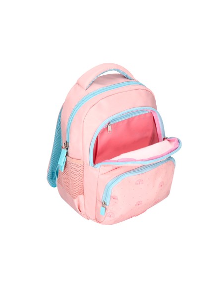Mochila escolar liderpapel multibolsillo infantil rosa rainbows 350x110x270 mm