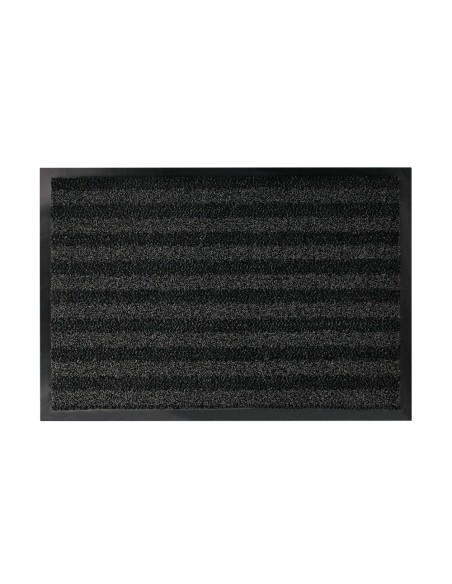 Alfombra para suelo q-connect premium para interiores antideslizante fibra polipropileno y fieltro gris 90x60 cm