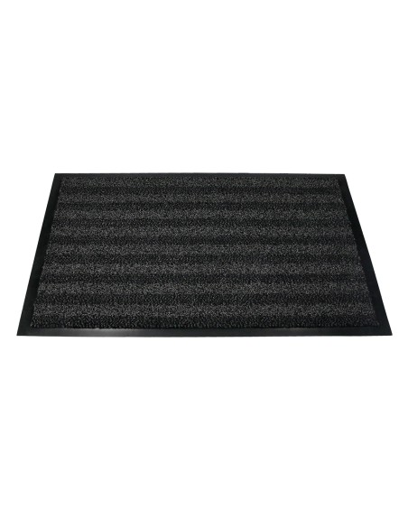 Alfombra para suelo q-connect premium para interiores antideslizante fibra polipropileno y fieltro gris 90x60 cm