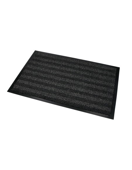 Alfombra para suelo q-connect premium para interiores antideslizante fibra polipropileno y fieltro gris 90x60 cm