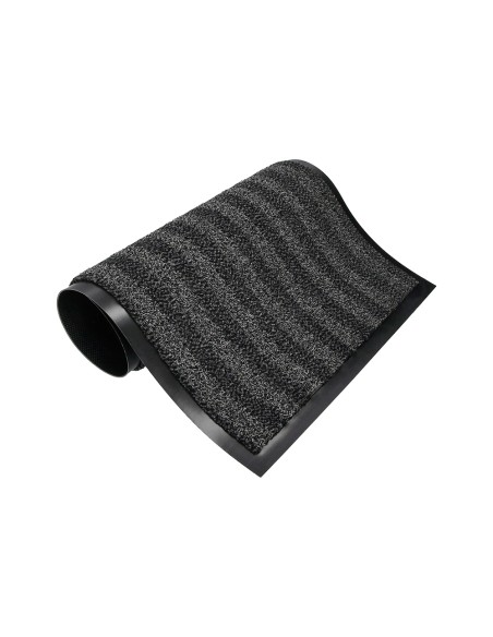 Alfombra para suelo q-connect premium para interiores antideslizante fibra polipropileno y fieltro gris 90x60 cm