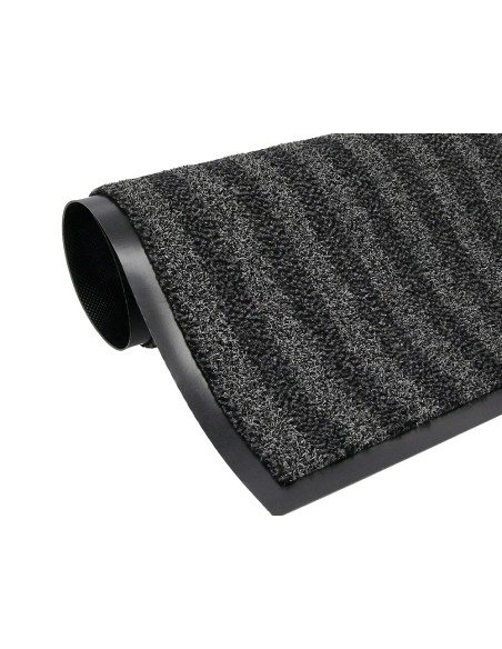 Alfombra para suelo q-connect premium para interiores antideslizante fibra polipropileno y fieltro gris 90x60 cm