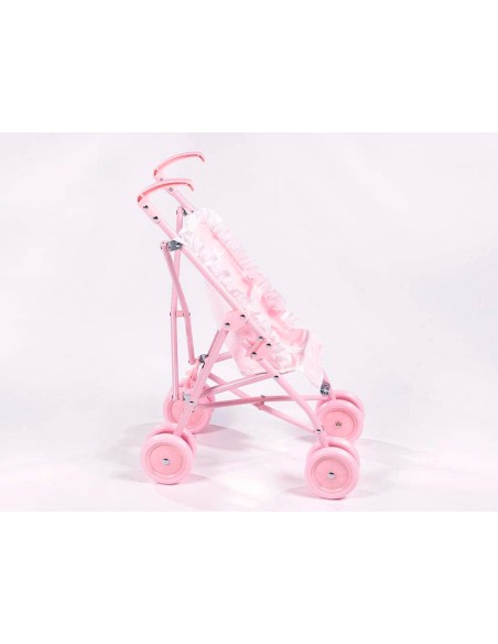 Silla pequeña de paseo para muñecas carlota color rosa 550x270x410 mm