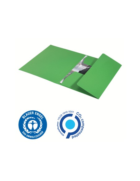 Subcarpeta leitz recycle con tres solapas din a4 carton 100% reciclable verde