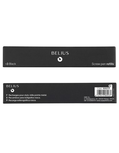Recambio boligrafo belius con rosca negro caja...