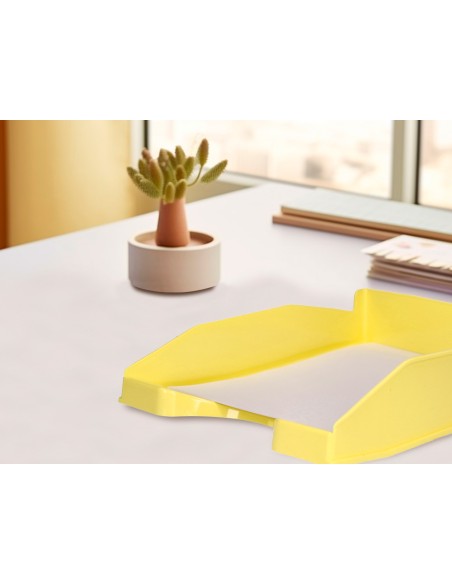 Bandeja sobremesa plastico q-connect amarillo pastel opaco 240x70x340 mm