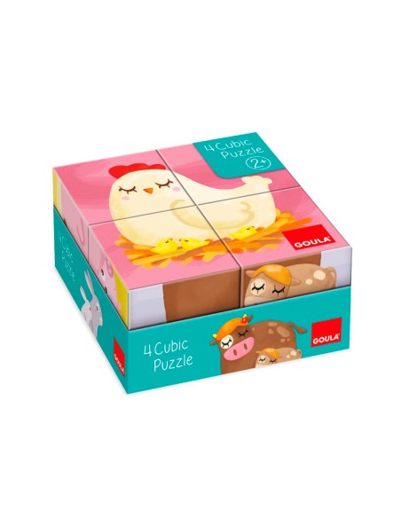 Puzle goula cubos de carton 6 escenas diferentes 4 piezas