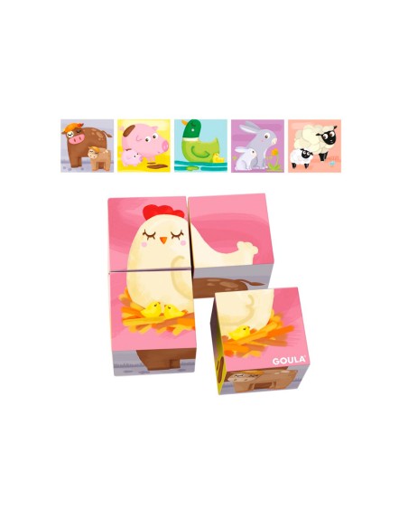 Puzle goula cubos de carton 6 escenas diferentes 4 piezas