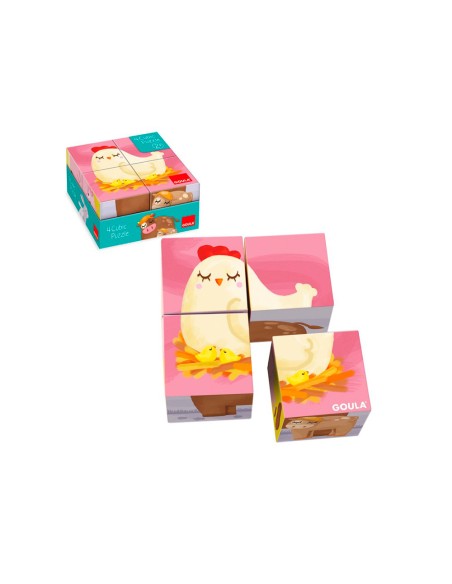 Puzle goula cubos de carton 6 escenas diferentes 4 piezas