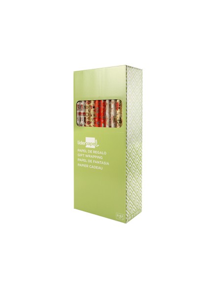 Papel de regalo liderpapel navidad rollo ancho 70 cm longitud 2 mt gramaje 60 gr diseños surtidos