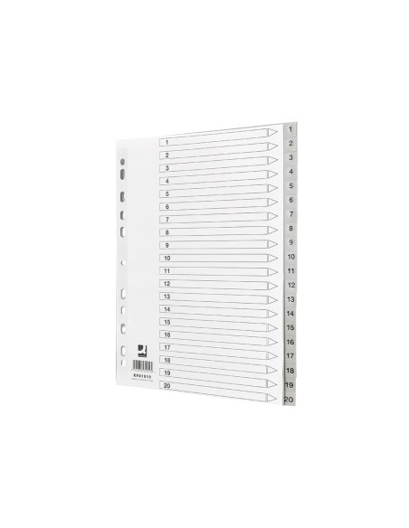Separador numerico q-connect plastico 1-20 juego de 20 separadores din a4 multitaladro