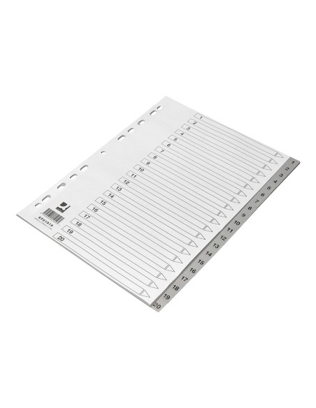 Separador numerico q-connect plastico 1-20 juego de 20 separadores din a4 multitaladro