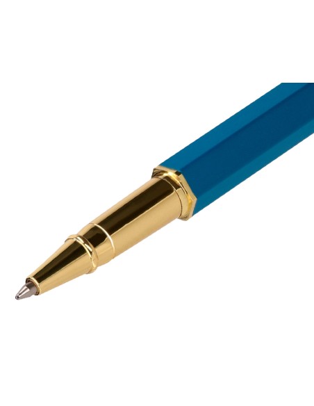 Boligrafo belius macaron bliss forma hexagonal color rosa/ azul y dorado tinta azul caja de diseño
