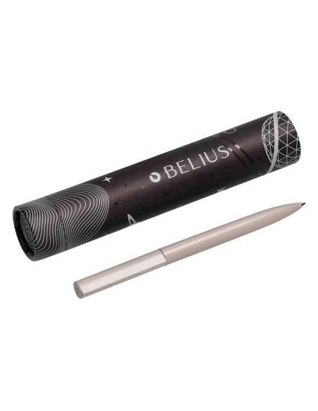 Boligrafo belius rocket b aluminio color minimalista gris tinta azul caja cilindrica