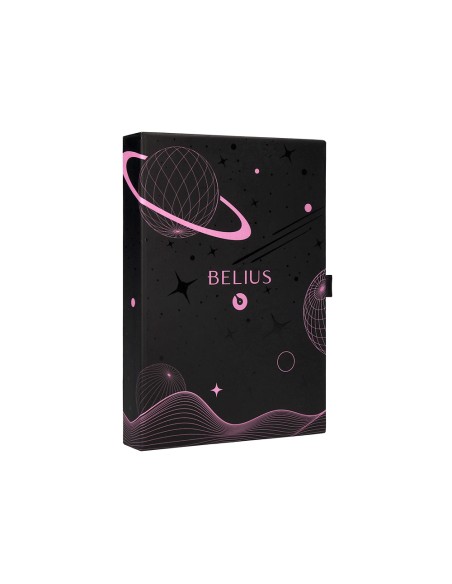 Pluma y funda de similpiel belius space b color minimalista rosa tinta azul caja de diseño