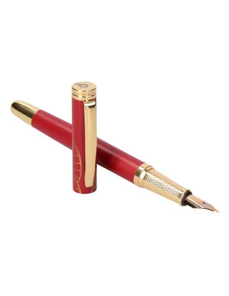 Pluma y estuche belius soiree color art deco granate y dorado tinta azul caja de diseño