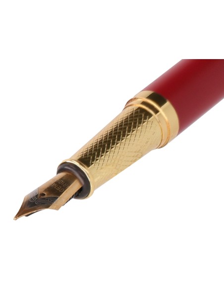 Pluma y estuche belius soiree color art deco granate y dorado tinta azul caja de diseño