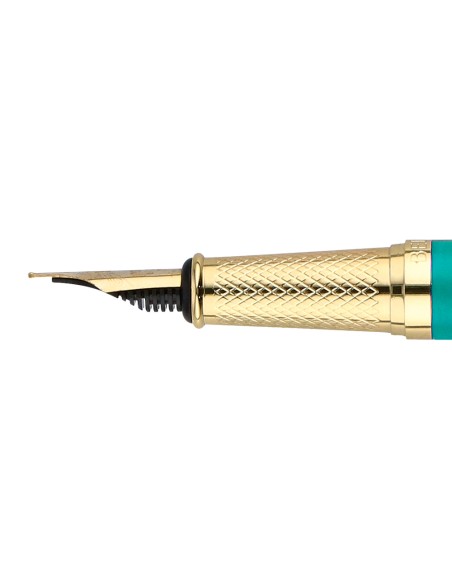 Pluma belius soiree aluminio color art deco turquesa y dorado tinta azul caja de diseño