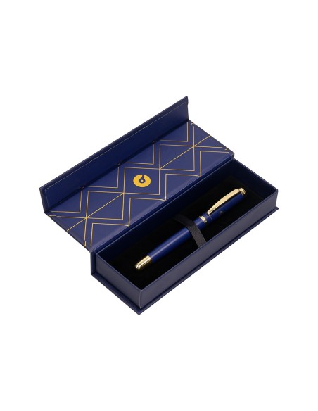 Pluma belius soiree aluminio color art deco azul marino y dorado tinta azul caja de diseño