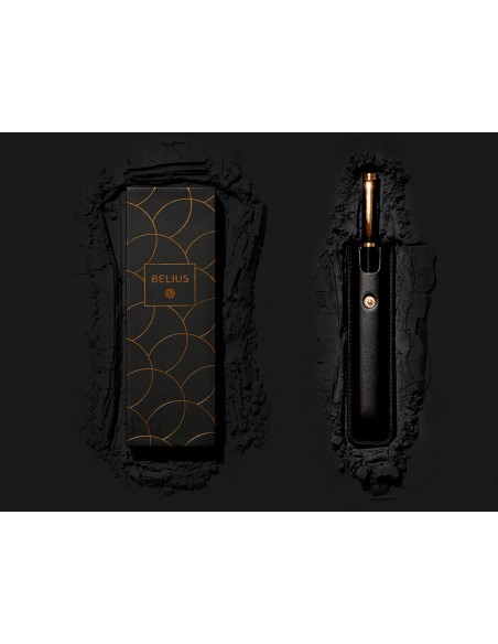 Boligrafo belius passion dor aluminio textura cepillada color negro y dorado tinta azul caja de diseño