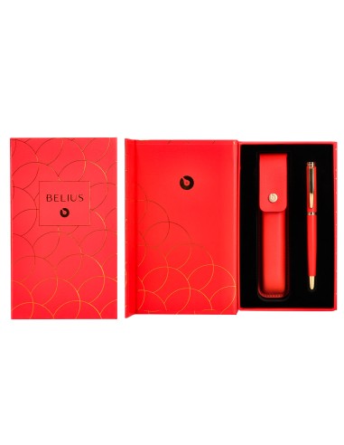 Pluma y estuche cuero belius passion dor...