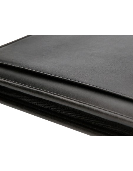 Carpeta portafolios q-connect cremallera con bolsa para movil y tarjetero color negro 260x355 mm
