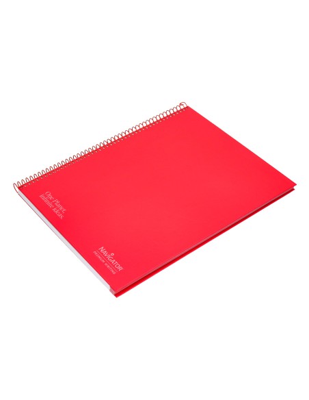 Cuaderno espiral navigator a4 tapa dura 80h 80gr horizontal con margen rojo