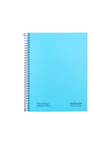 Cuaderno espiral navigator a4 tapa dura 80h 80gr horizontal con margen azul claro