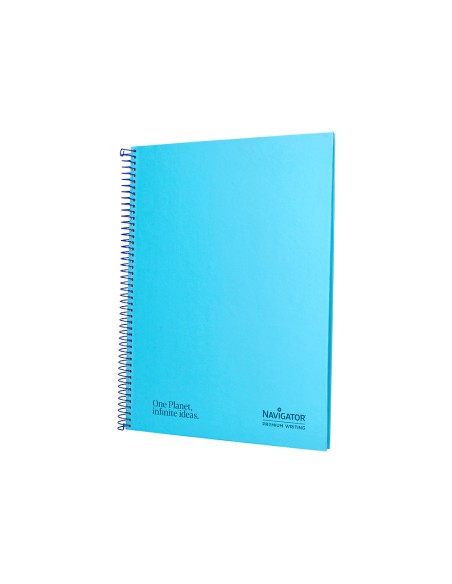 Cuaderno espiral navigator a4 tapa dura 80h 80gr horizontal con margen azul claro
