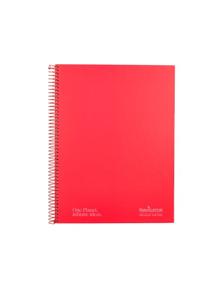 Cuaderno espiral navigator a4 tapa dura 80h 80gr cuadro 4mm con margen rojo