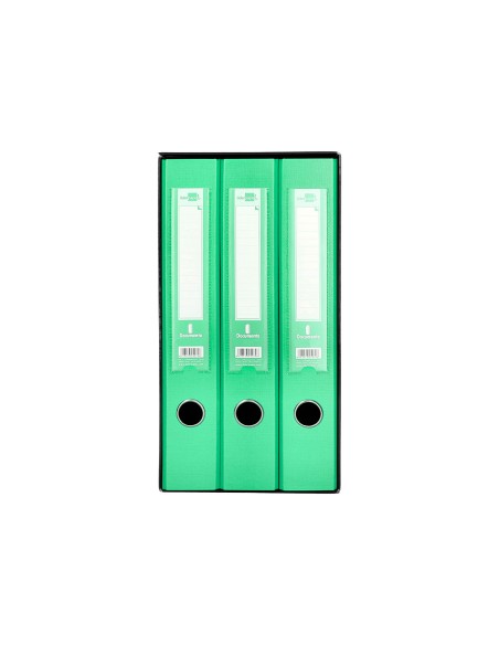 Modulo liderpapel 3 archivadores folio 2 anillas mecanismo de palanca 52mm verde pastel