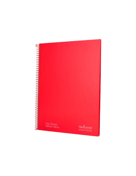 Cuaderno espiral navigator a4 micro tapa forrada 80h 80gr horizontal 1 banda color rojo