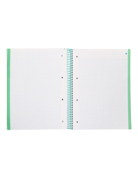Cuaderno espiral navigator a4 micro tapa forrada 80h 80gr cuadro 5mm 1 banda color menta