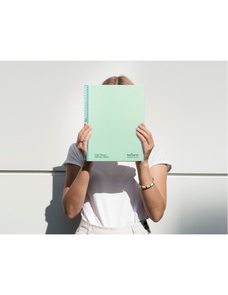 Cuaderno espiral navigator a4 micro tapa forrada 80h 80gr cuadro 5mm 1 banda color menta