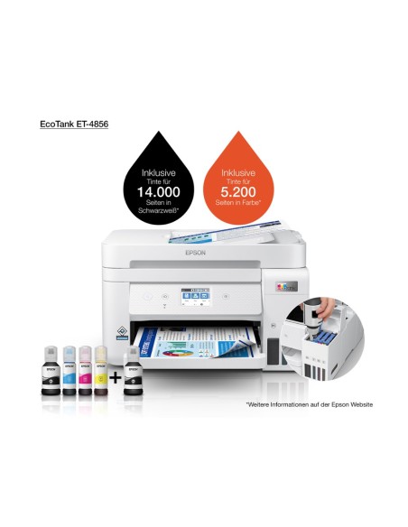 Equipo multifuncion epson ecotank et-4856 tinta 33 ppm escaner copiadora impresora fax bandeja entrada 250 hojas