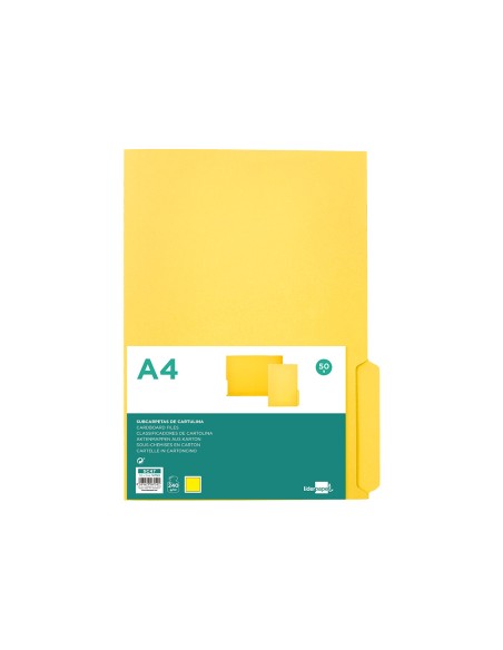 Subcarpeta cartulina liderpapel din a4 pestaña derecha 240g/m2 color amarillo