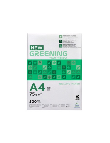 Papel fotocopiadora greening din a4 75 gramos paquete de 500 hojas