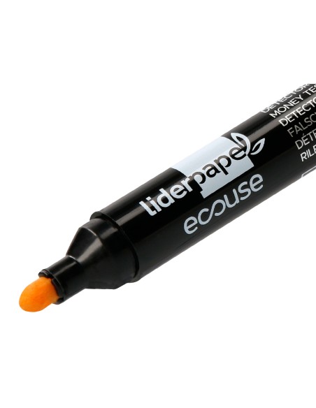 Rotulador liderpapel ecouse detector de billetes falsos cuerpo plastico 100% reciclado en blister