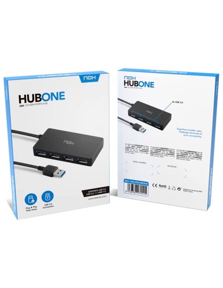 Hub nox 4 puertos usb 3.0 compatible con windows mac y linux
