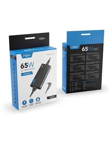 Adaptador de corriente nox para portatil 65w usb con 10 conectores