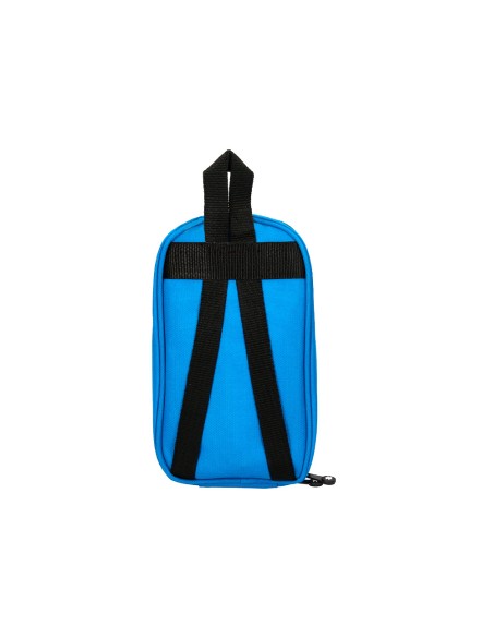 Estuche portatodo antartik forma de mochila con bolsillo y 4 departamentos color azul 230x50x120 mm